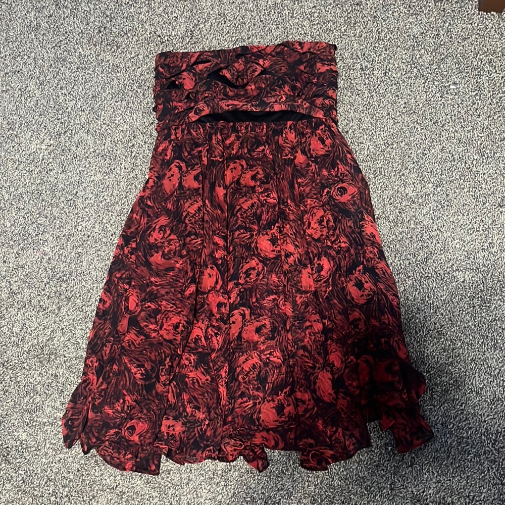 Strapless Red rose dress for women